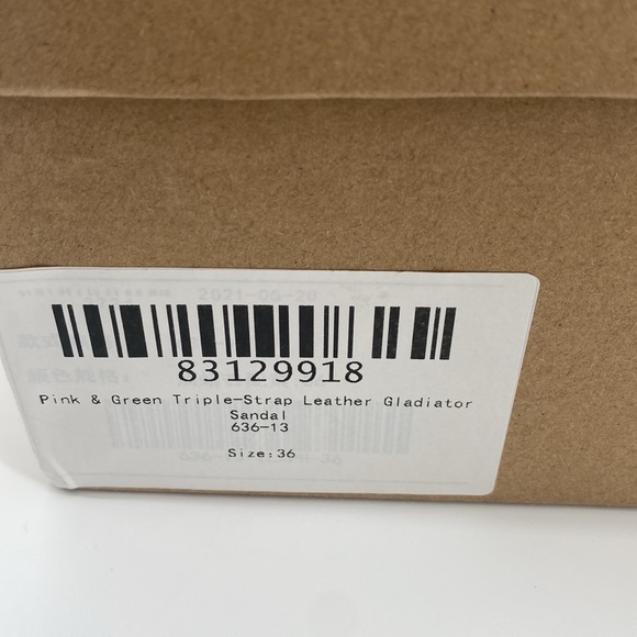 HZM Pink & Green Triple-Strap Leather Gladiator Sandal Size 6 (EU36) - Picture 11 of 12